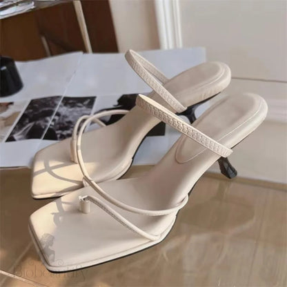 Summer Slipper Low Thin Heel Peep Toe Sandal For Women White / 40