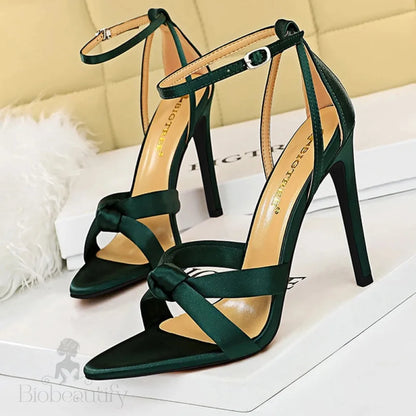 Summer Stilettos Heels 11 Cm Sandals Satins Ladies Shoes Women