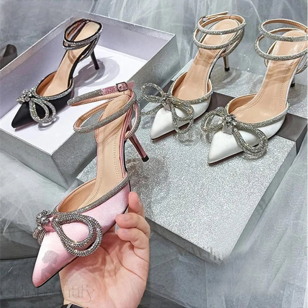 Summer Style Pvc Transparent Pumps With String Beadbowknot For Women High Heels