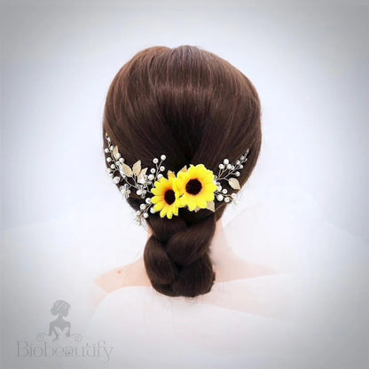 Sunflower Bridal Hair Accessory - Summer Gold And Silver Options