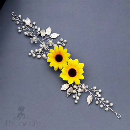 Wedding Hair Accessories - Sunflower Bridal Headband / Vine - Available in Gold and Silver