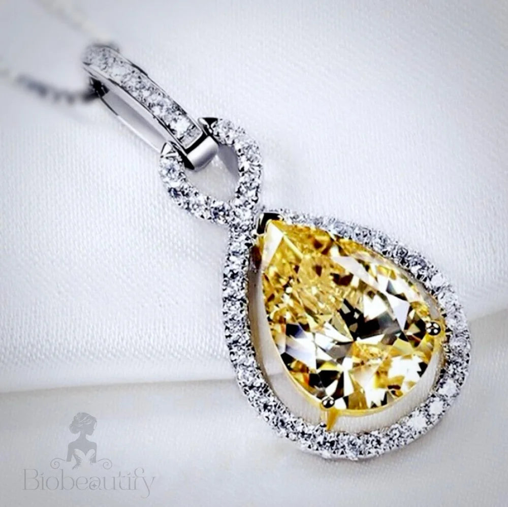 Sunny Yellow Zirconia Bridal Necklace