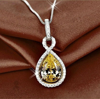 Sunny Yellow Zirconia Bridal Necklace