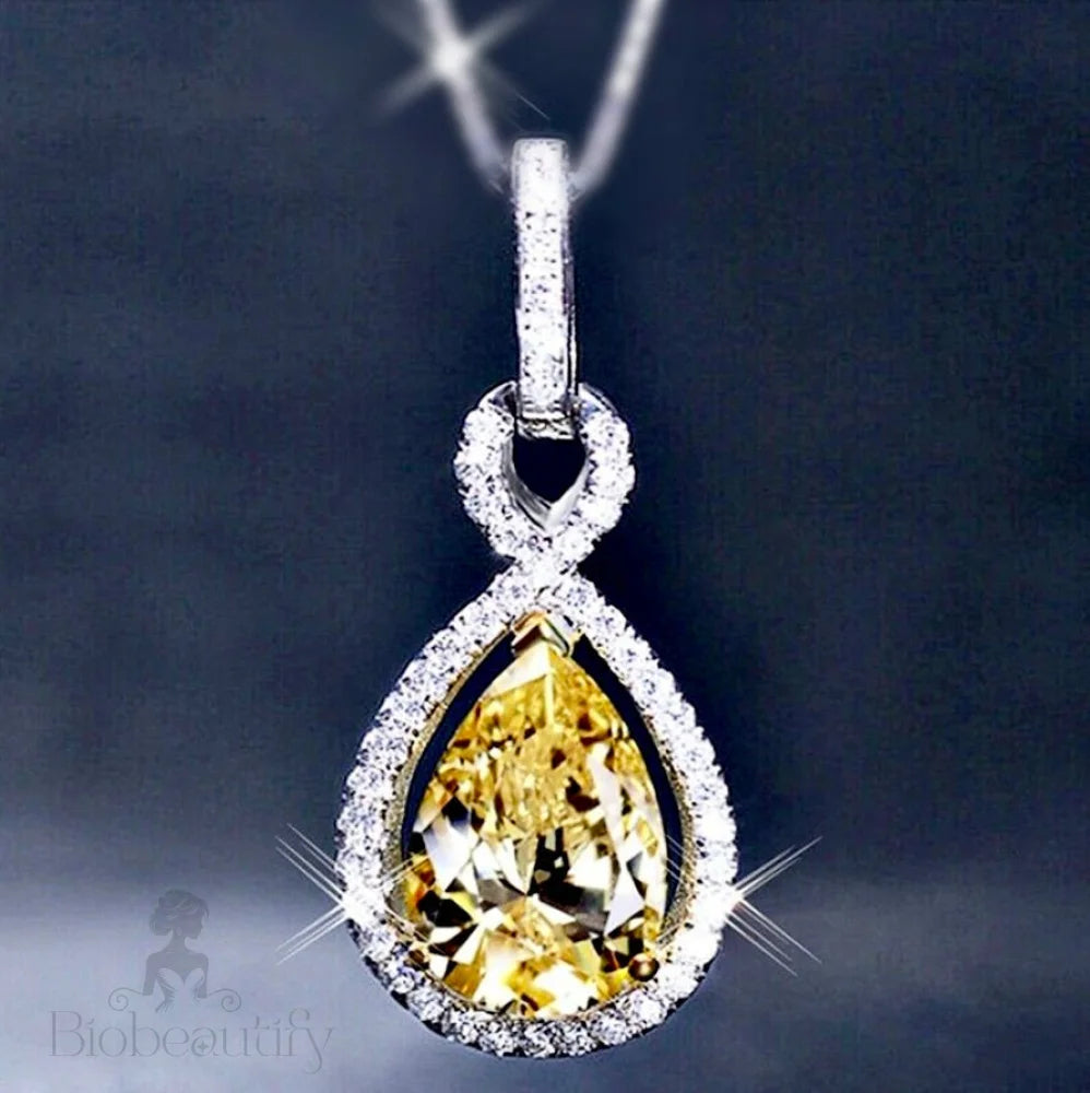 Sunny Yellow Zirconia Bridal Necklace