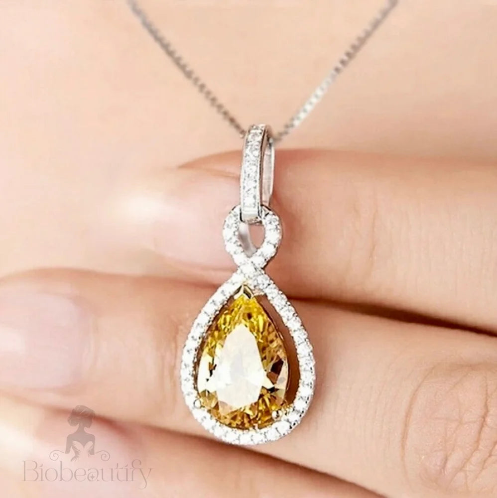 Sunny Yellow Zirconia Bridal Necklace