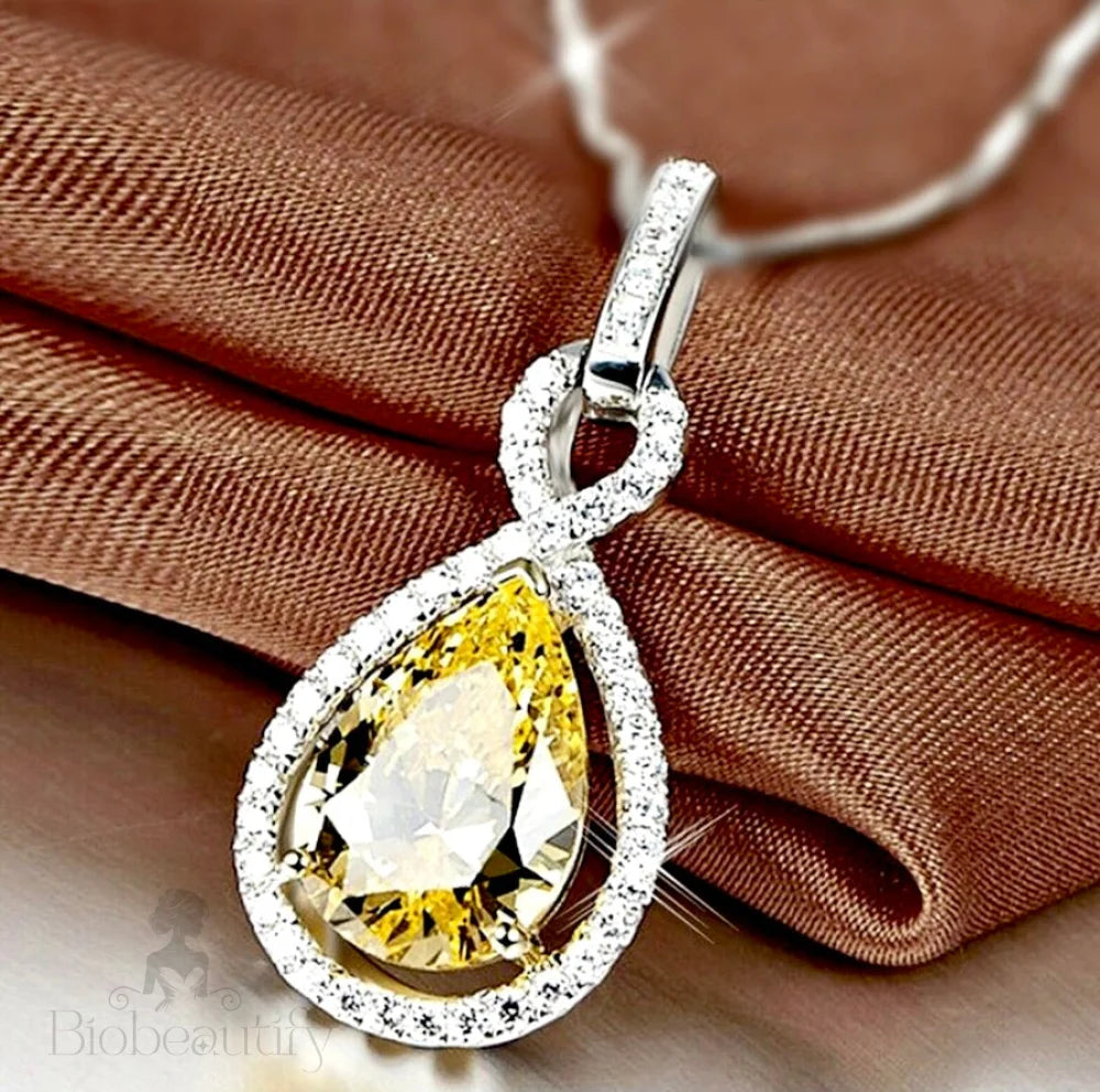 Sunny Yellow Zirconia Bridal Necklace