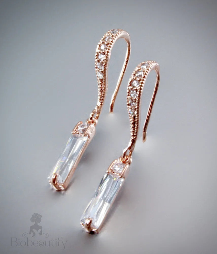 Swan Rose Gold Cubic Zirconia Wedding Earrings