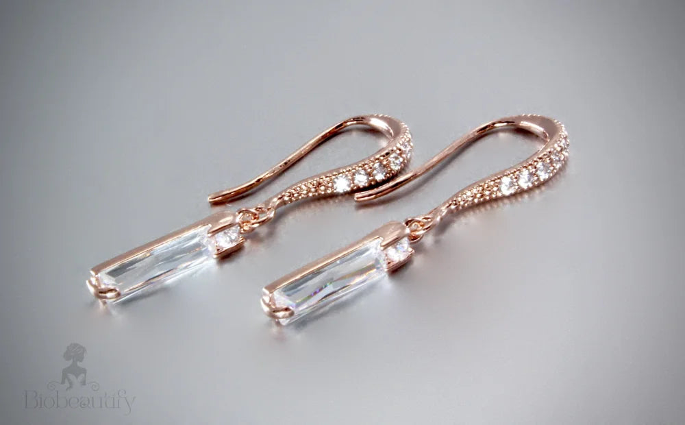 Swan Rose Gold Cubic Zirconia Wedding Earrings