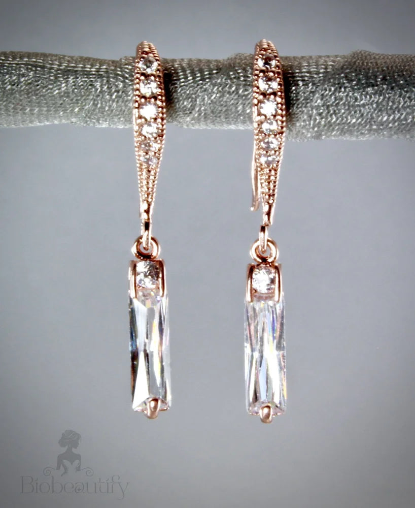 Swan Rose Gold Cubic Zirconia Wedding Earrings