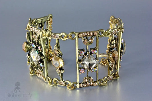 Swarovski Crystal Antiqued Brass Bracelet Ladder To My Heart