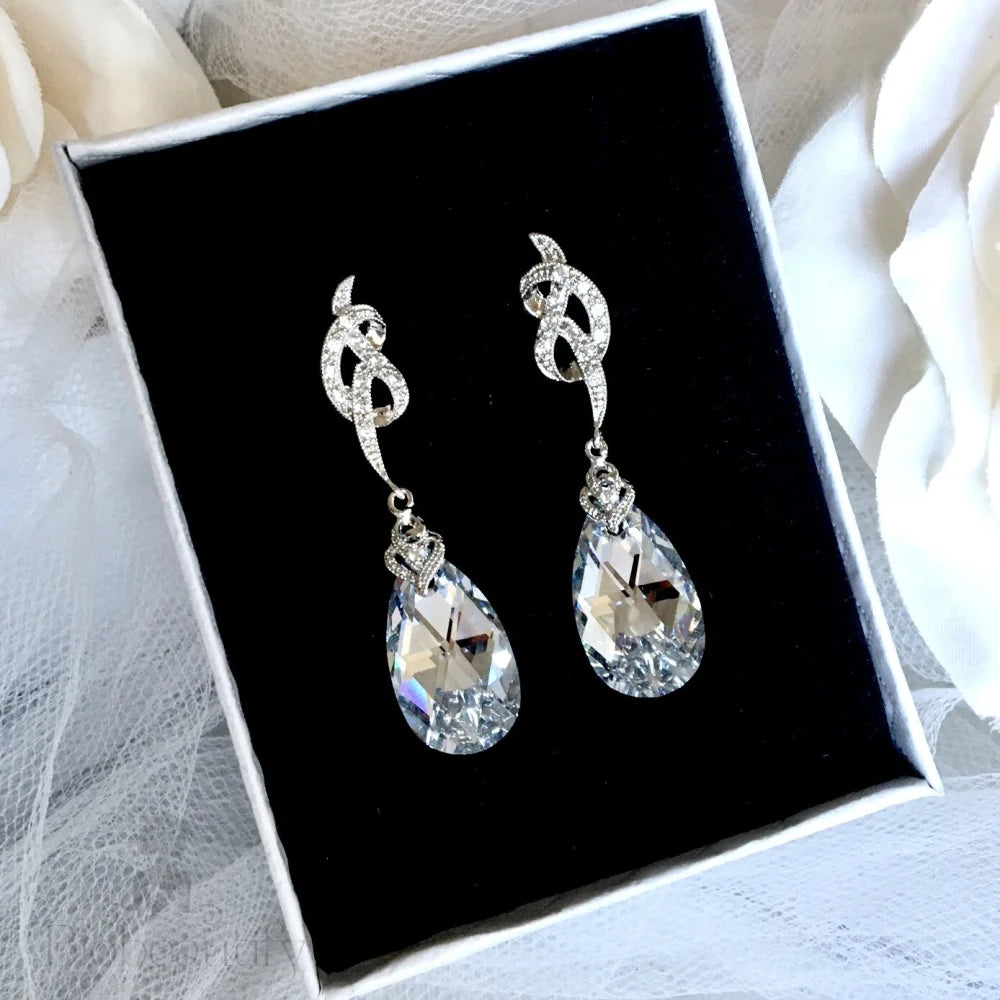 Swarovski Crystal Bridal Earrings - The Knot