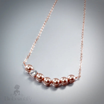 Swarovski Pearl And Rose Gold Wedding Necklace