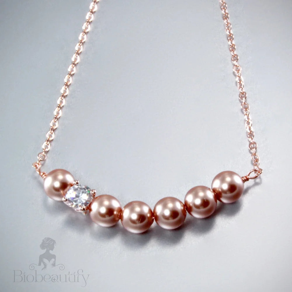 Swarovski Pearl And Rose Gold Wedding Necklace