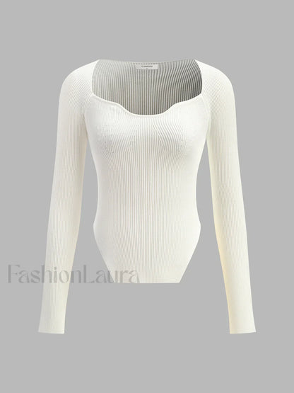 Sweetheart Long Sleeve Knit Top Knit Tops