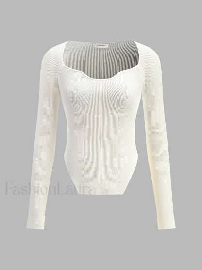Sweetheart Long Sleeve Knit Top Knit Tops