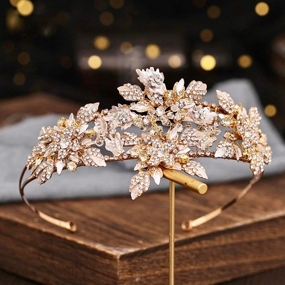 Sybil Gold Crystal Bridal Headpiece