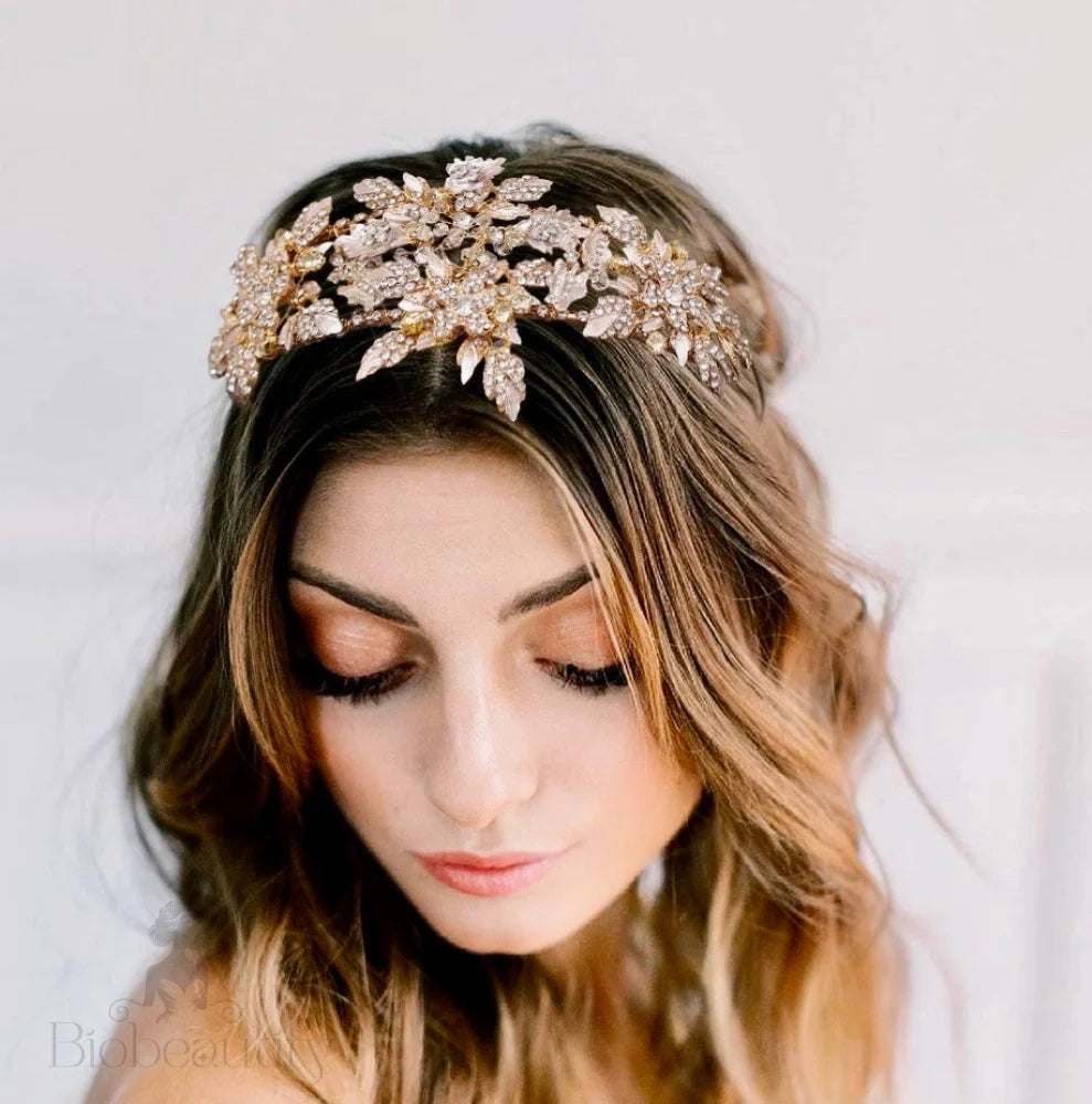 Sybil Gold Crystal Bridal Headpiece