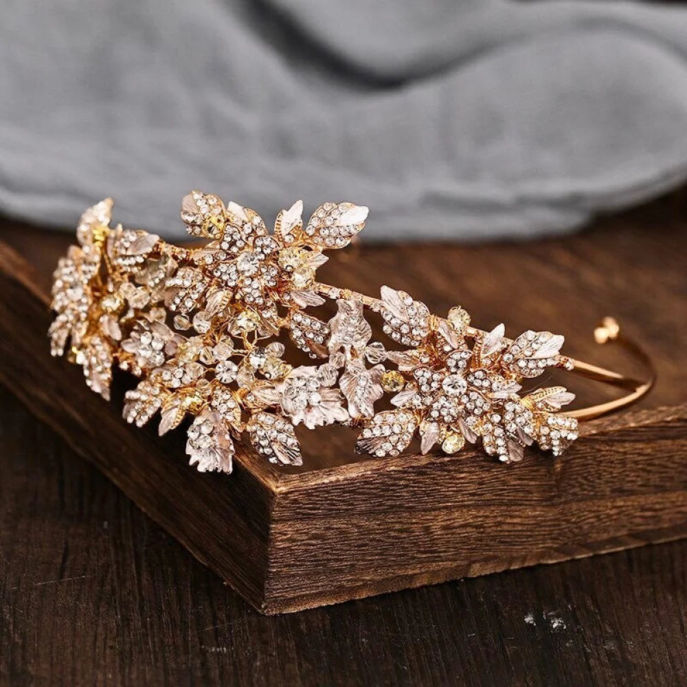 Sybil Gold Crystal Bridal Headpiece