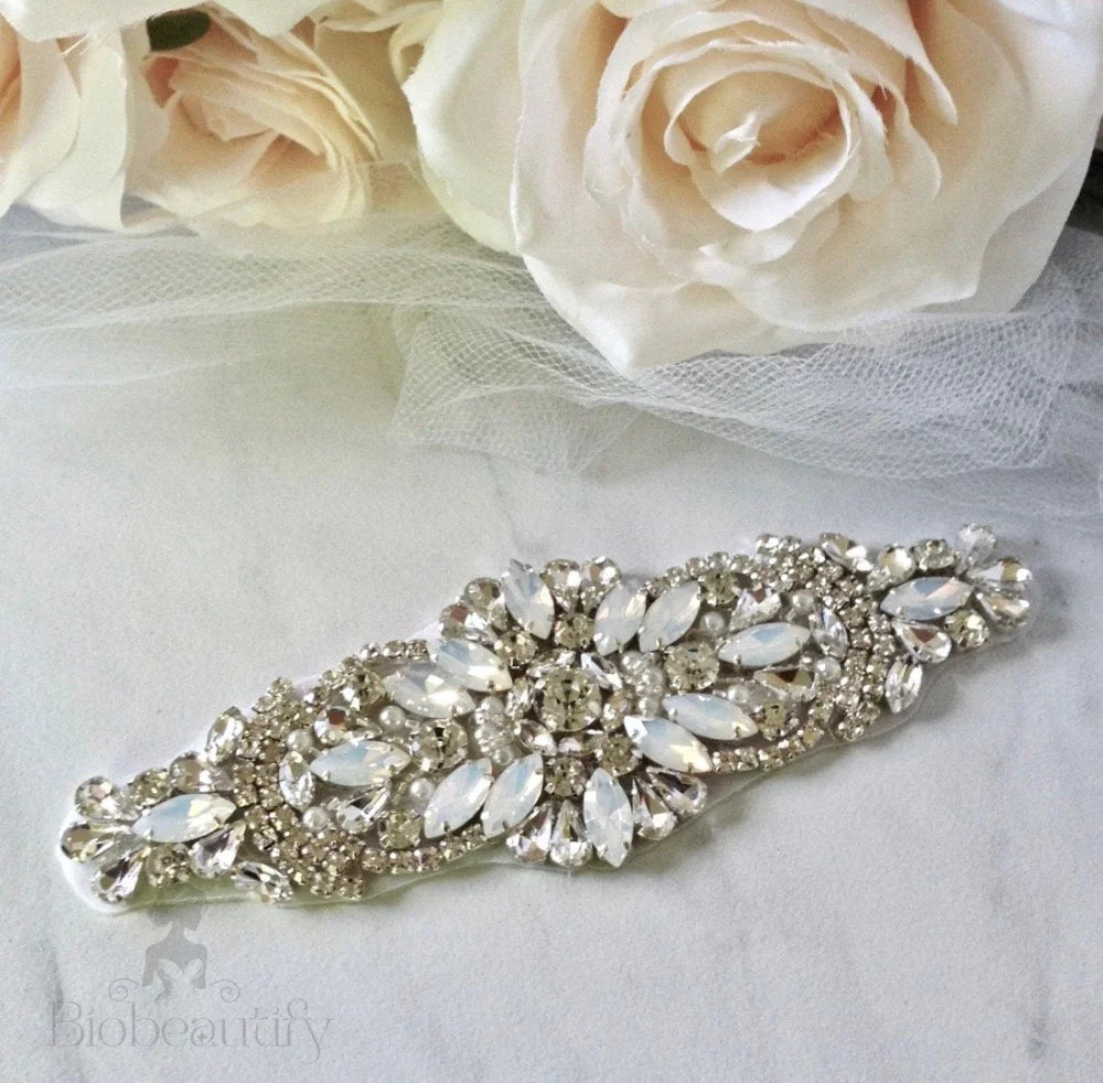 Tamryn Swarovski Opal Pearl Bridal Belt Sash