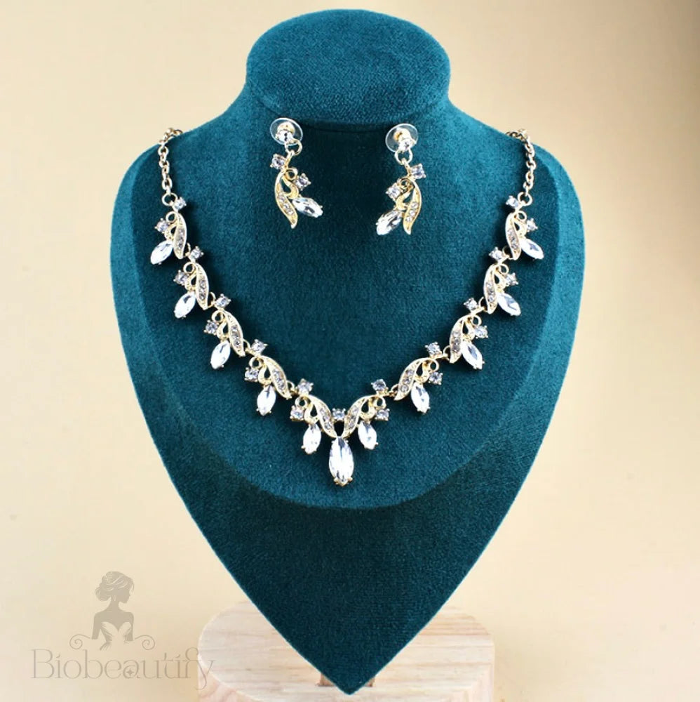 Tangier Rhinestone Bridal Jewelry Set In Gold And Silver