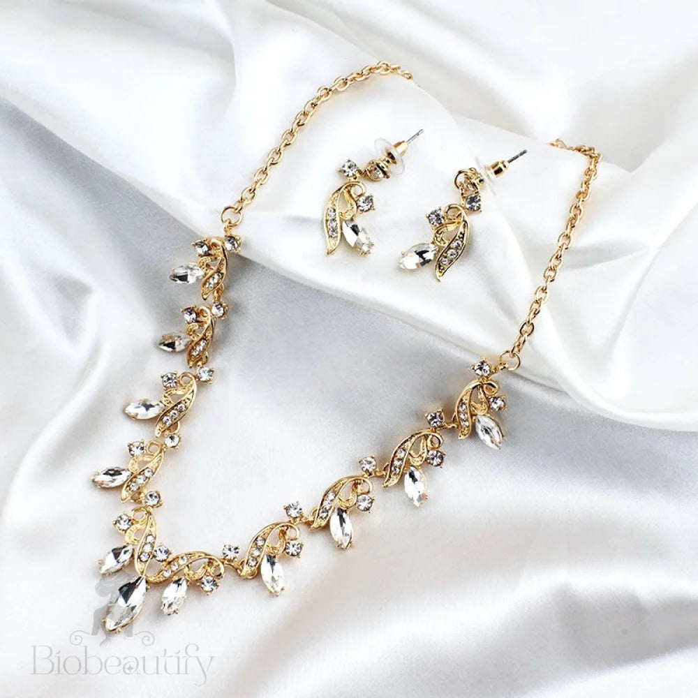 Tangier Rhinestone Bridal Jewelry Set In Gold And Silver