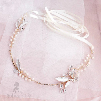 Taryn Gold Pearl Crystal Bridal Headband