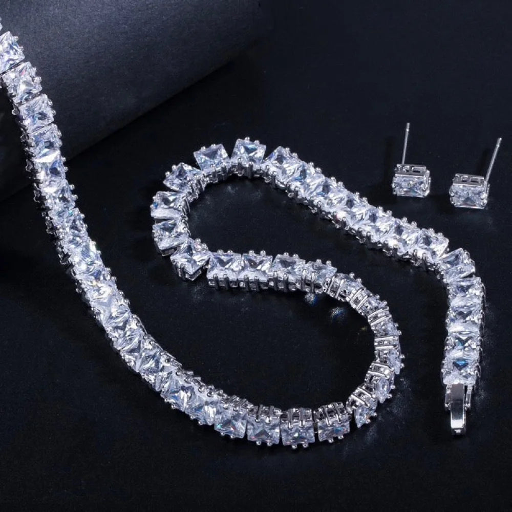 Tasha Silver Cz Bridal Three-Piece Jewelry Set