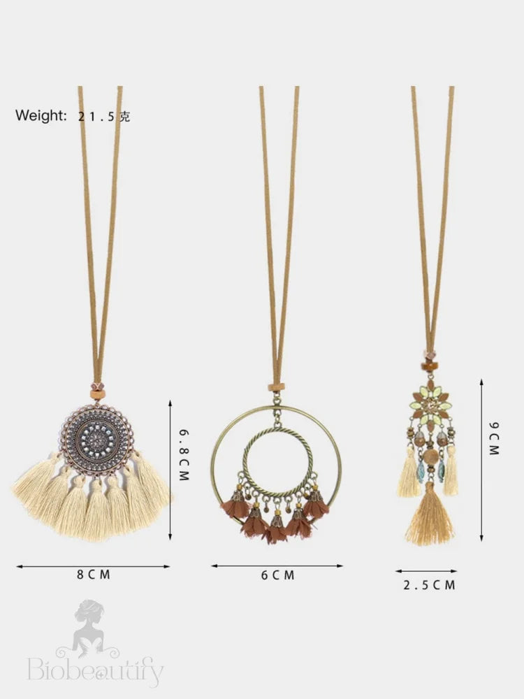 Tassel Trio Necklace Set Bohemian Style