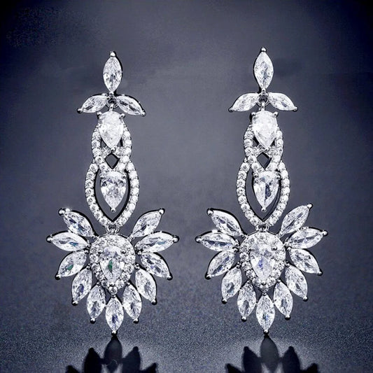 Tatiana Silver Cz Bridal Earrings