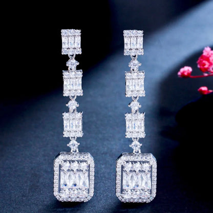 Terrani Geometric Bridal Earrings With Cubic Zirconia