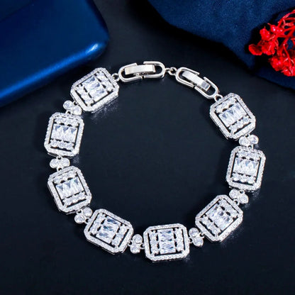 Terrani Geometric Cubic Zirconia Wedding Bracelet