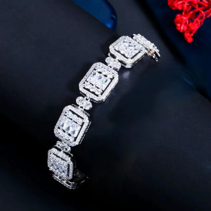 Terrani Geometric Cubic Zirconia Wedding Bracelet