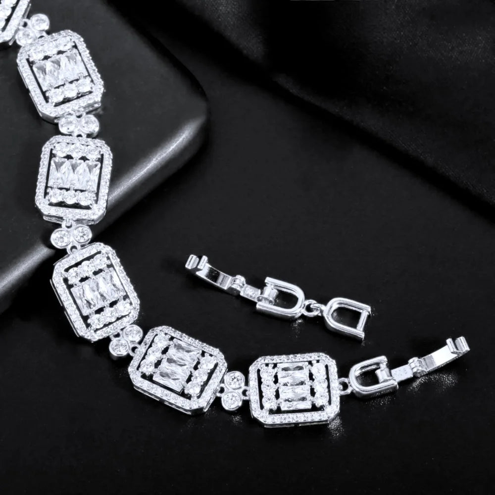 Terrani Geometric Cubic Zirconia Wedding Bracelet