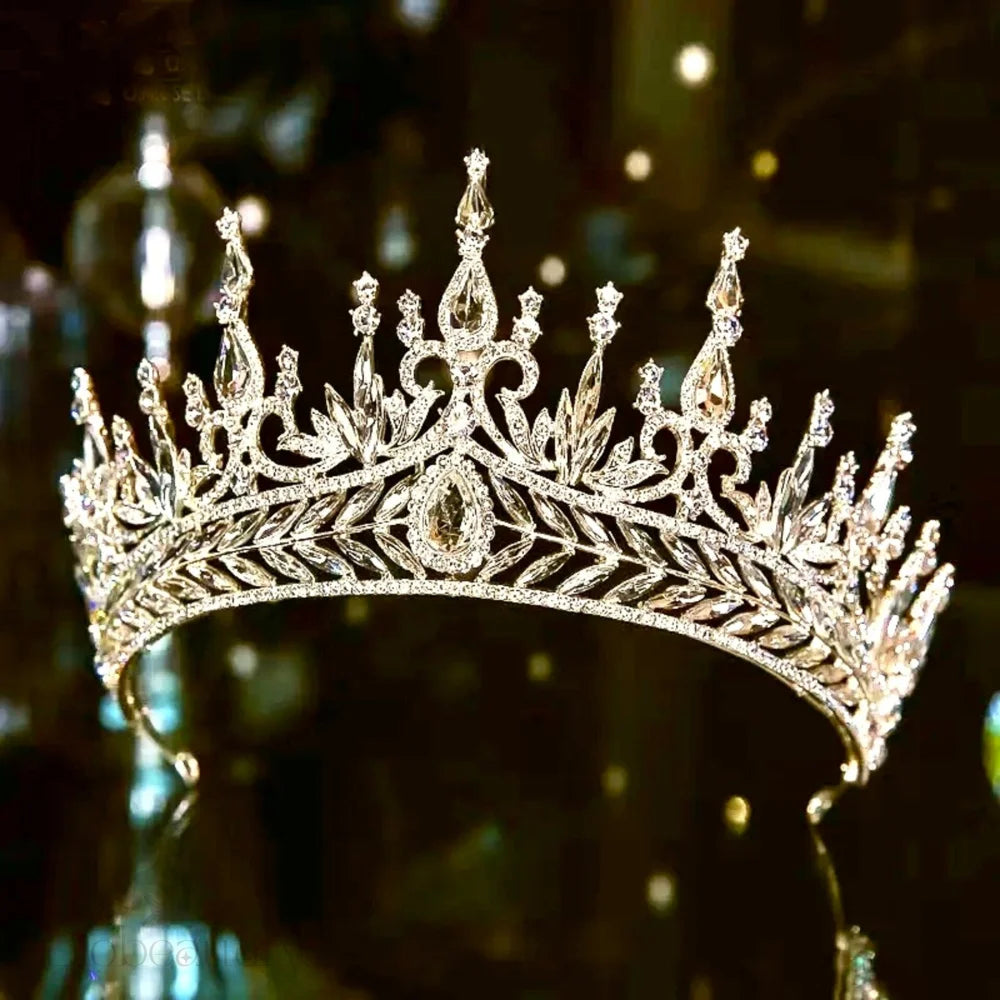 Teyana Cubic Zirconia Bridal Tiara Tall Style Silver Gold Options