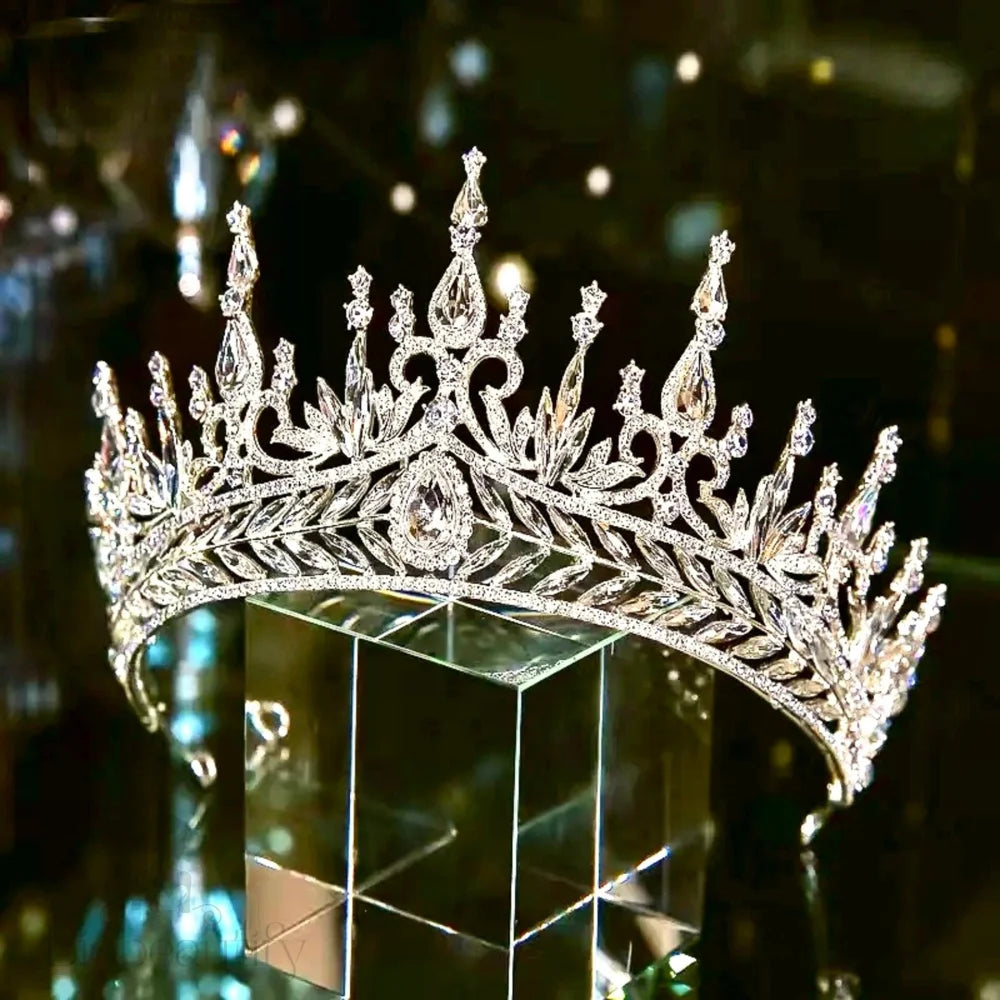 Wedding Hair Accessories - Cubic Zirconia Tall Bridal Tiara - Available in Silver and Gold