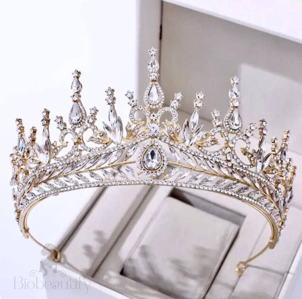 Teyana Cubic Zirconia Bridal Tiara Tall Style Silver Gold Options