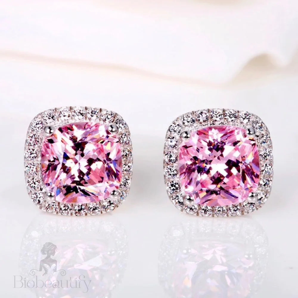 Wedding Jewelry - Square Cubic Zirconia Stud Earrings