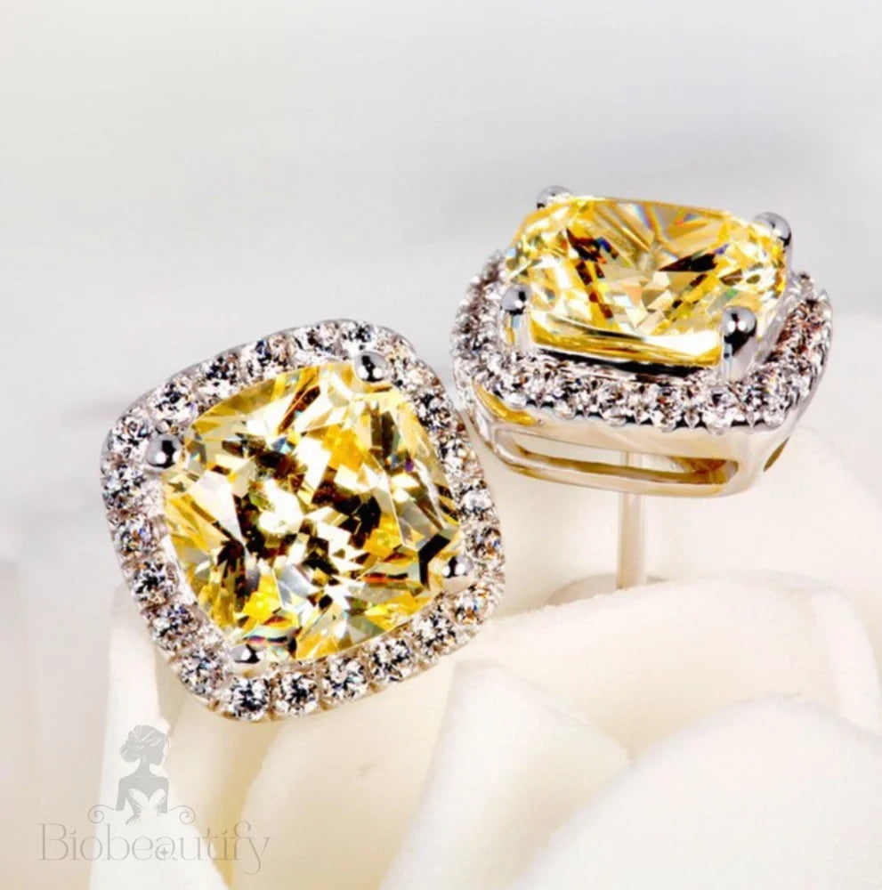 Wedding Jewelry - Square Cubic Zirconia Stud Earrings