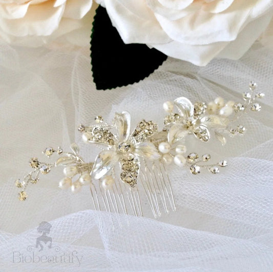 Wedding Hair Accessories - Pearl Bridal Hair Comb - Available in Silver and Rose Gold