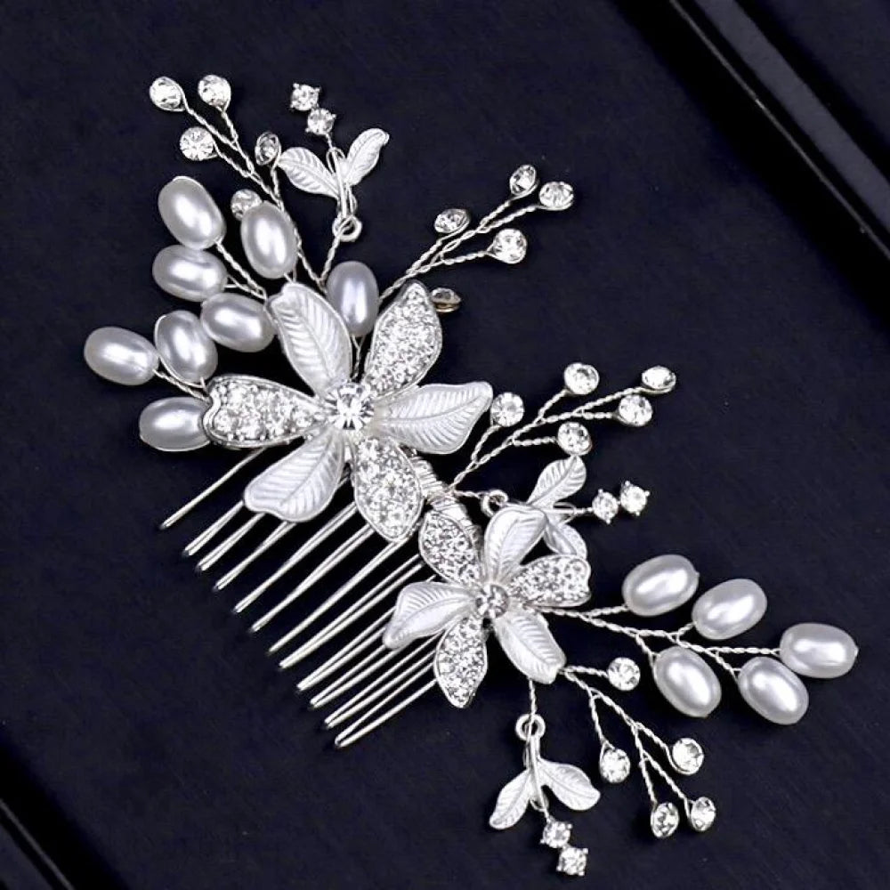 Thea Pearl Hair Comb For Brides Silver Rose Gold Options