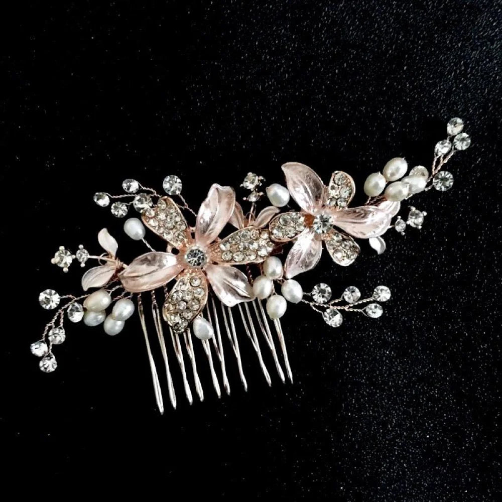 Thea Pearl Hair Comb For Brides Silver Rose Gold Options