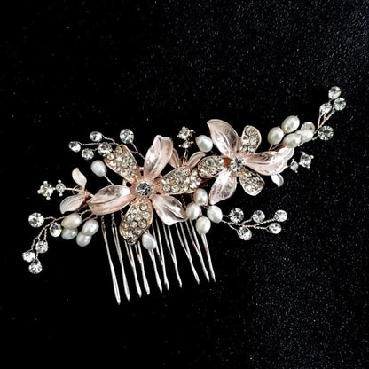 Thea Pearl Hair Comb For Brides Silver Rose Gold Options