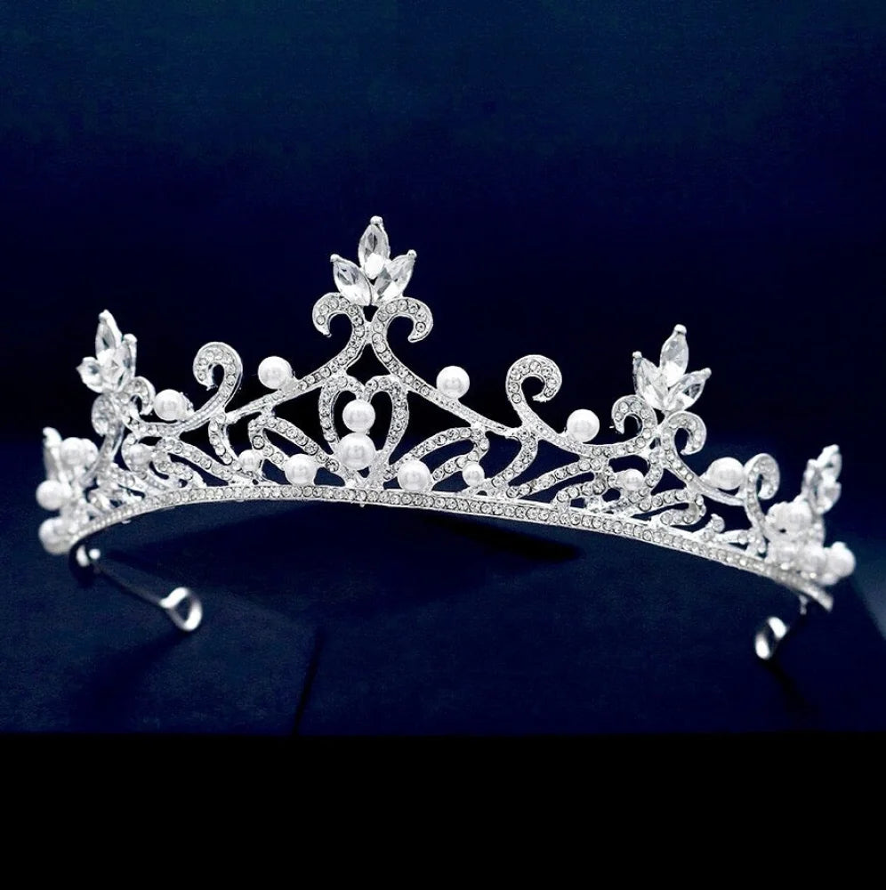 Theia Pearl Crystal Bridal Tiara