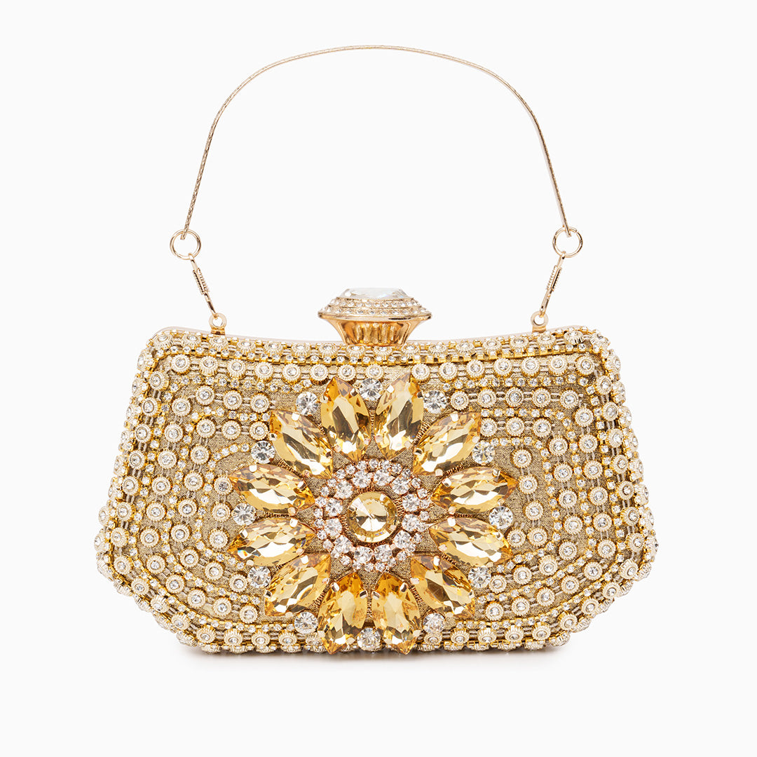Velma Diamond Clutch Bag Gold