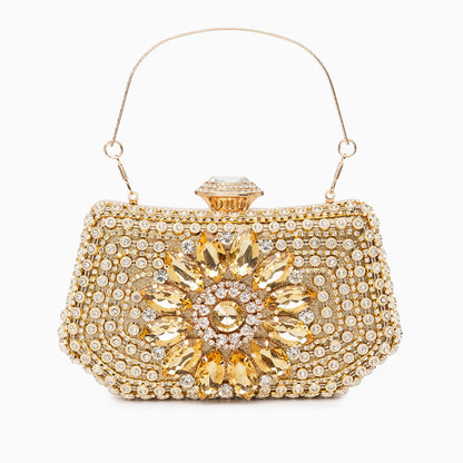 Velma Diamond Clutch Bag Gold