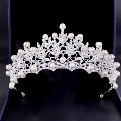 Tosca Bridal Tiara With Pearls And Crystals