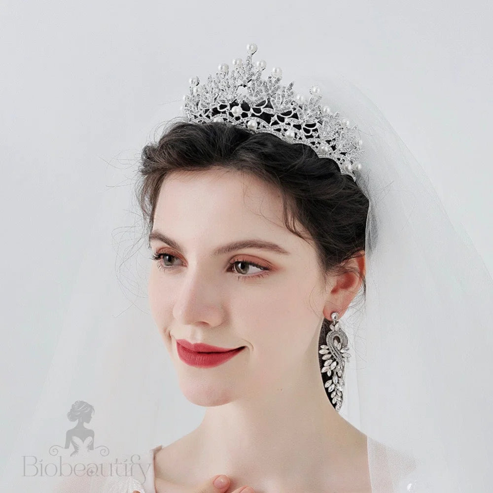 Tosca Bridal Tiara With Pearls And Crystals