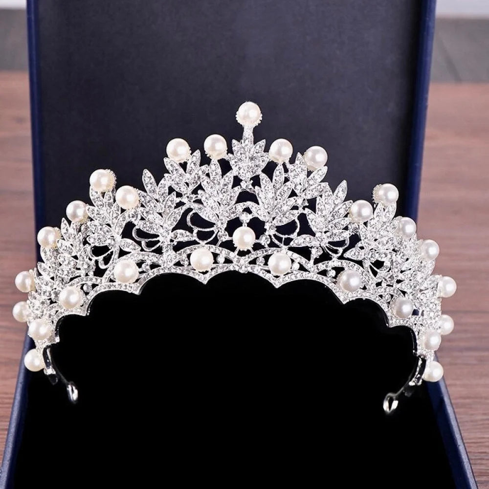 Tosca Bridal Tiara With Pearls And Crystals