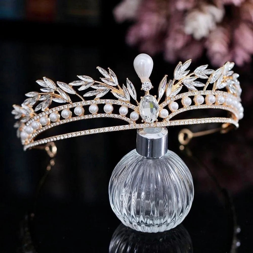 Toscana Pearl And Crystal Bridal Tiara In Silver Or Gold