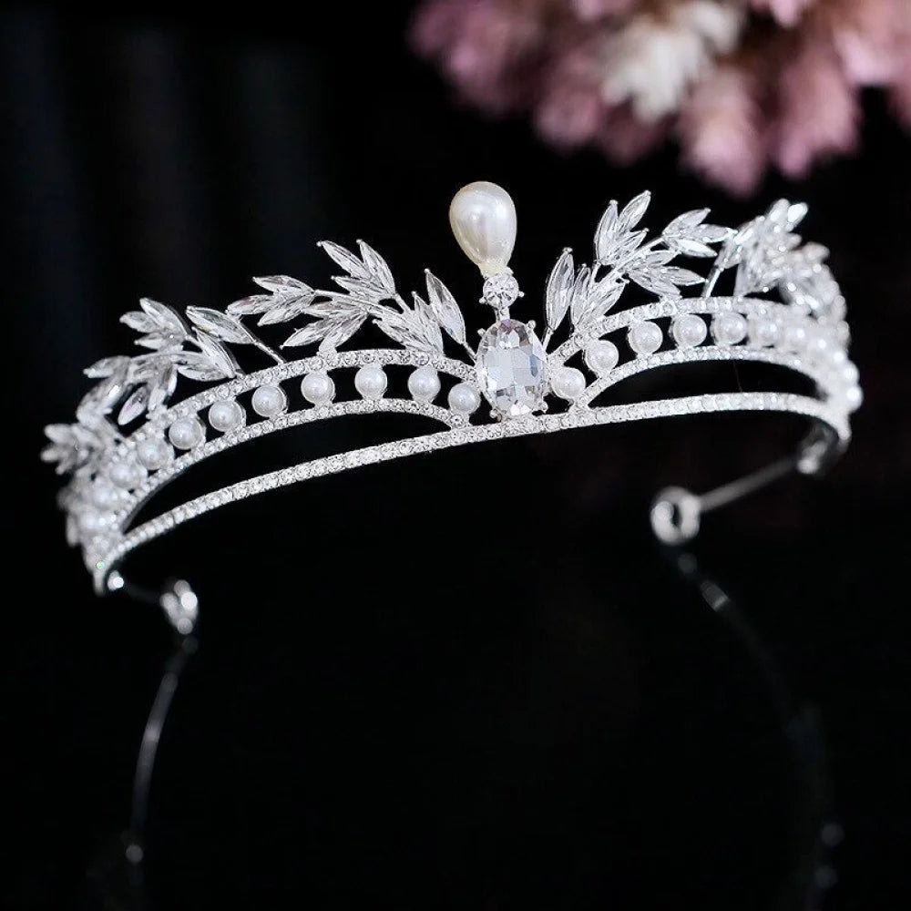 Toscana Pearl And Crystal Bridal Tiara In Silver Or Gold